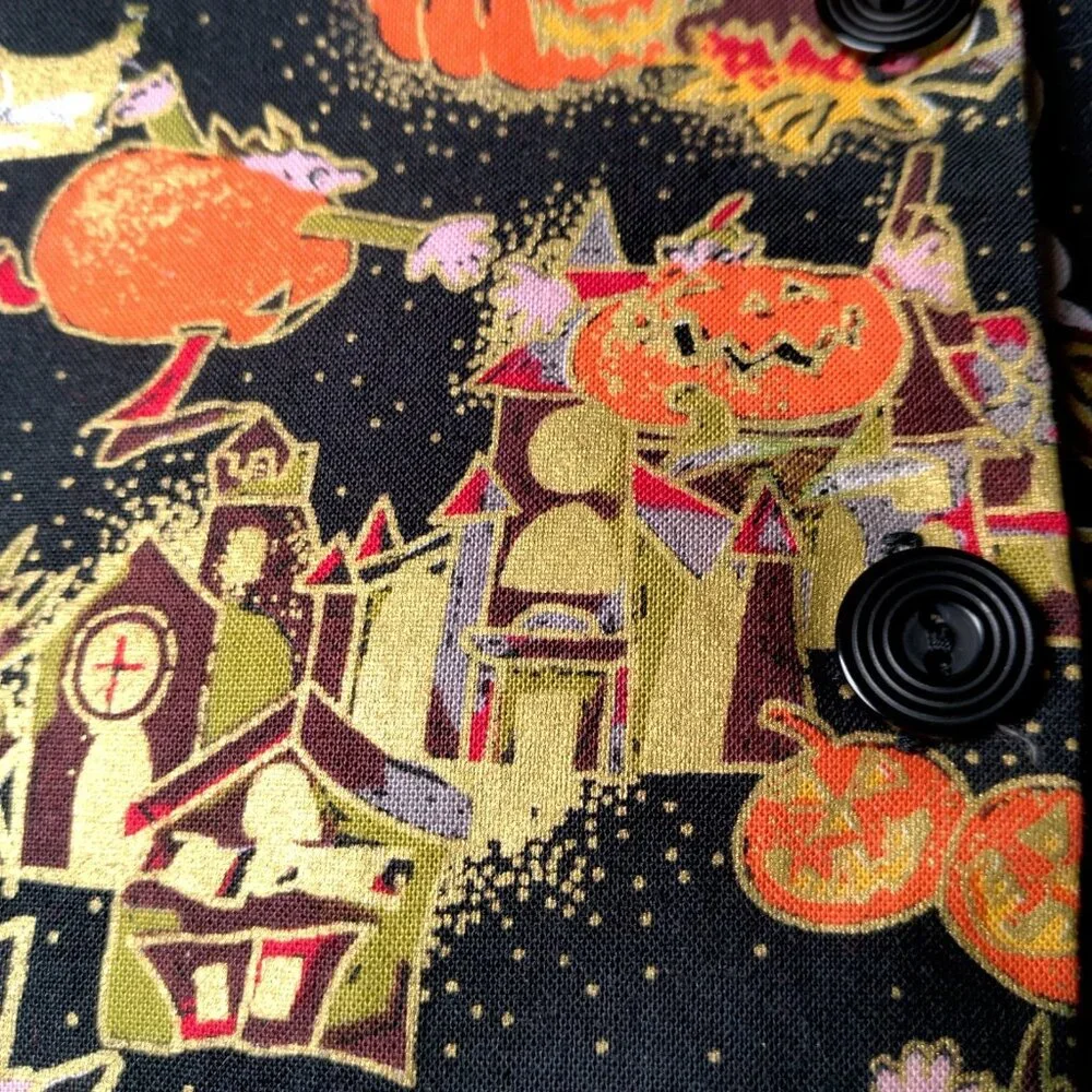 Vintage 1990s Halloween Vest Women Large Black Pumpkin Witch Ghost Novelty - Picture 10 of 16